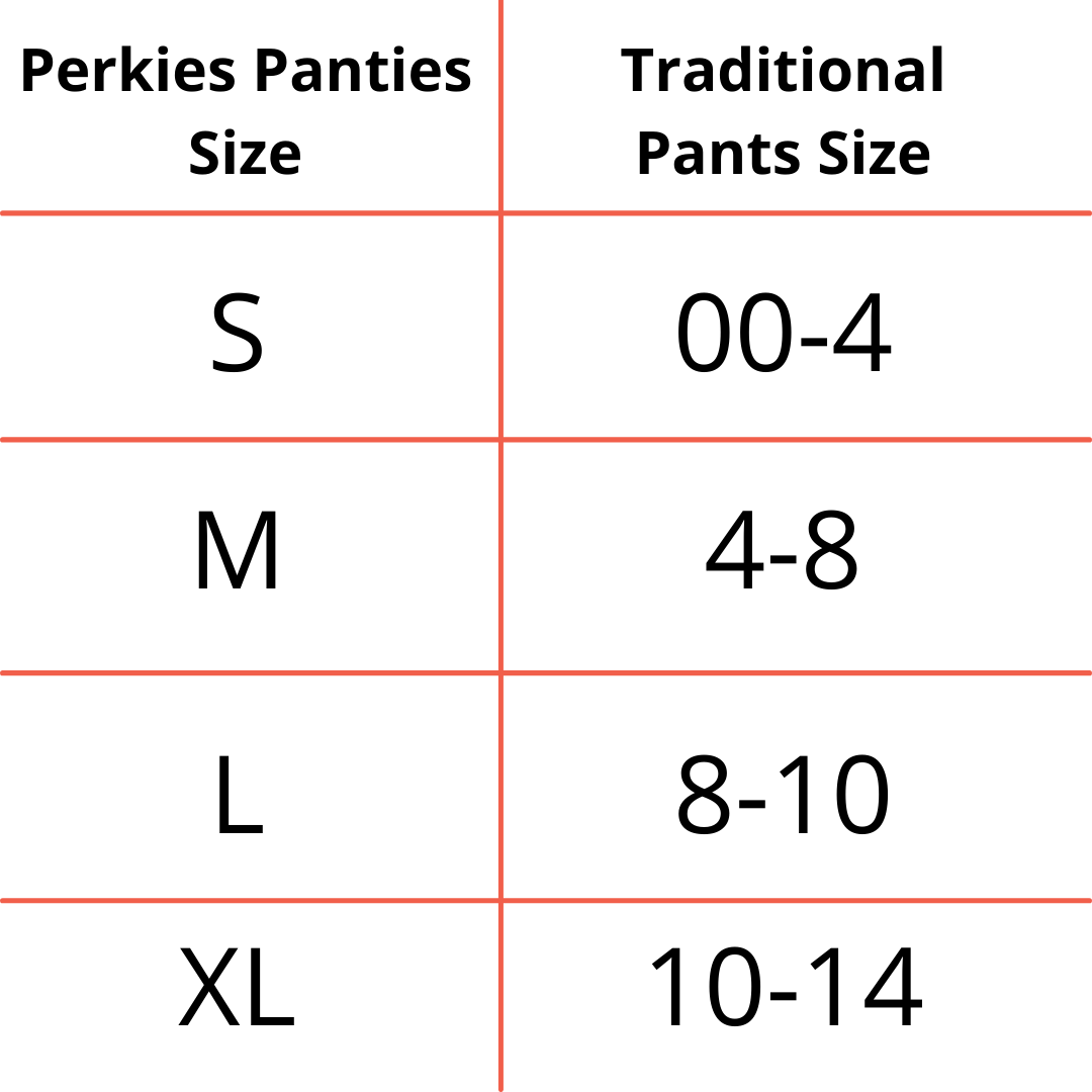 Perkies Seamless Panties Size Chart